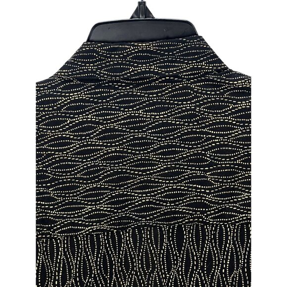 John Henry Men's Button-Up Shirt Black Gold Pattern M Oversized Short Sleeve - Picture 9 of 9